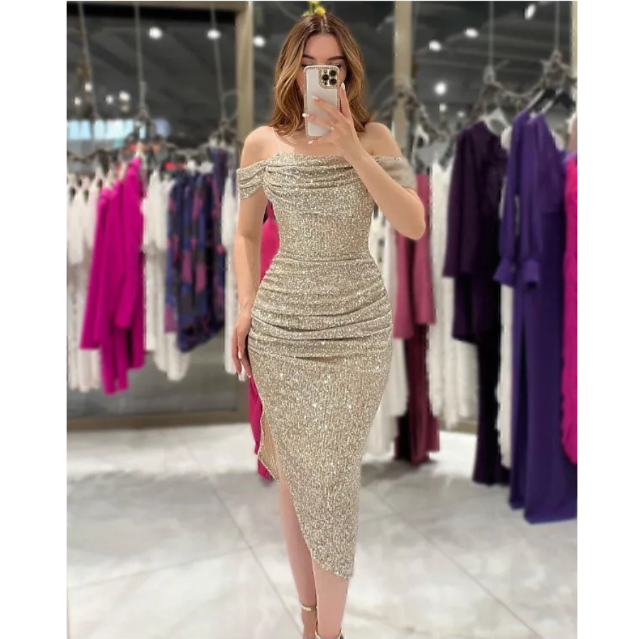 missswans Liana Degaje Collar Midi Dress Dark Gold