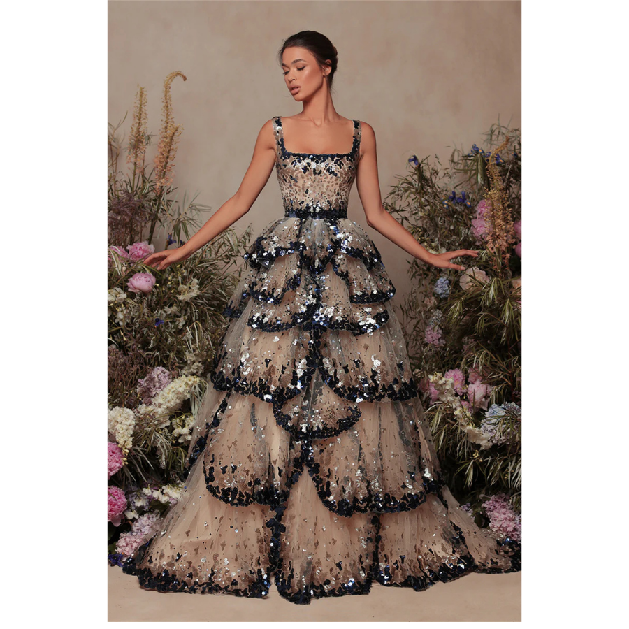 Captivating Sequin Sleeveless Evening Gown