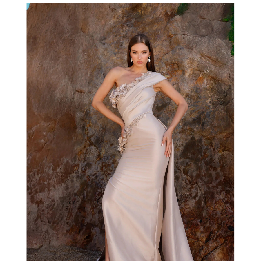 Bodycon Long With Overskirt Evening Dress