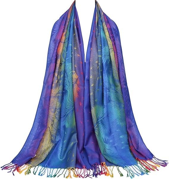 Excefore Colorful Flowers Jacquard Cotton Pashmina Women Wrap Shawl Tassels Scarves